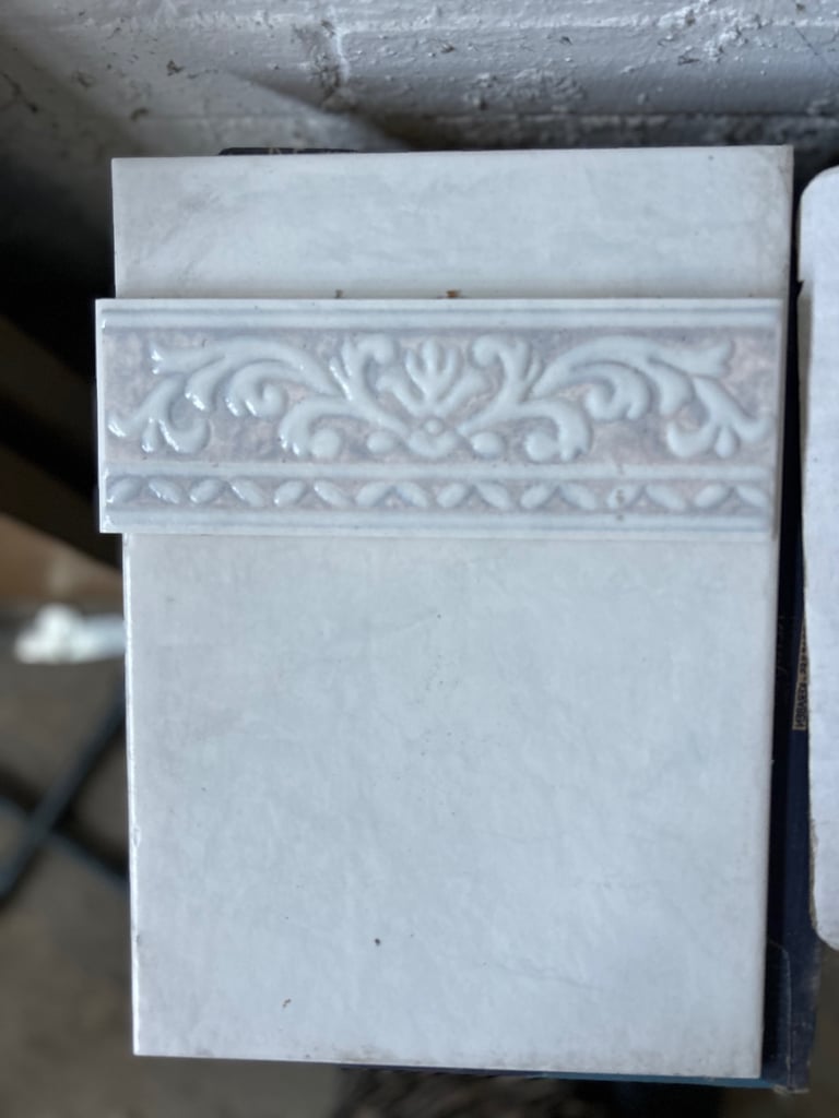 image for New Bathroom Spanish Ceramic White Tiles & Border Tile.