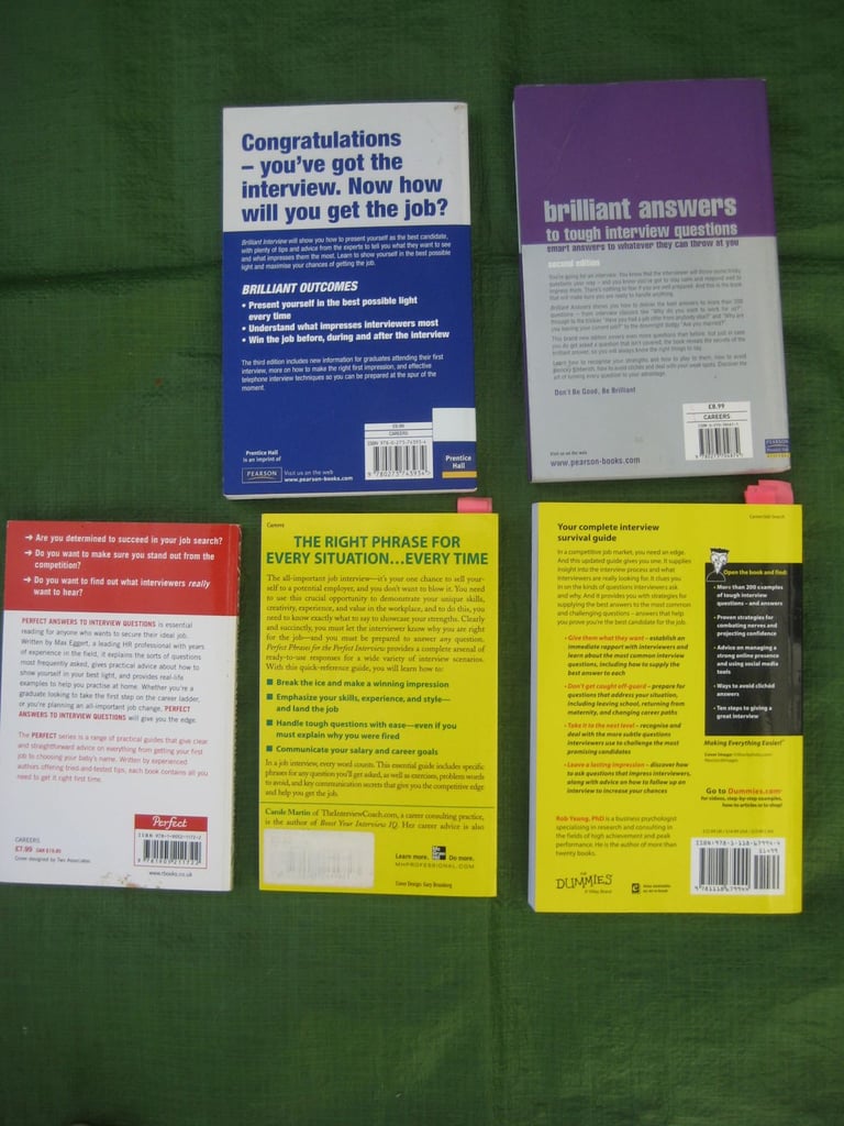 5 Complementary Job Interview Books for £1.00 Each OR 5 for £4.00 - Batch 4