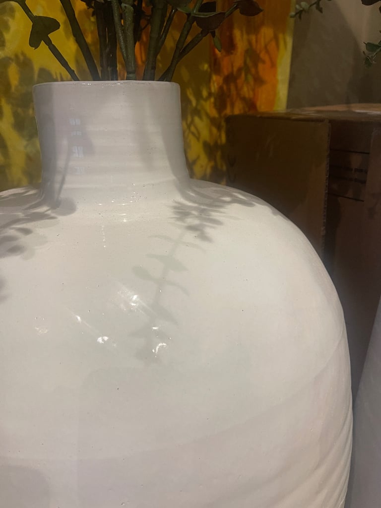 Massive Oversized Decorative Grey & White Wave Ceramic Vase 