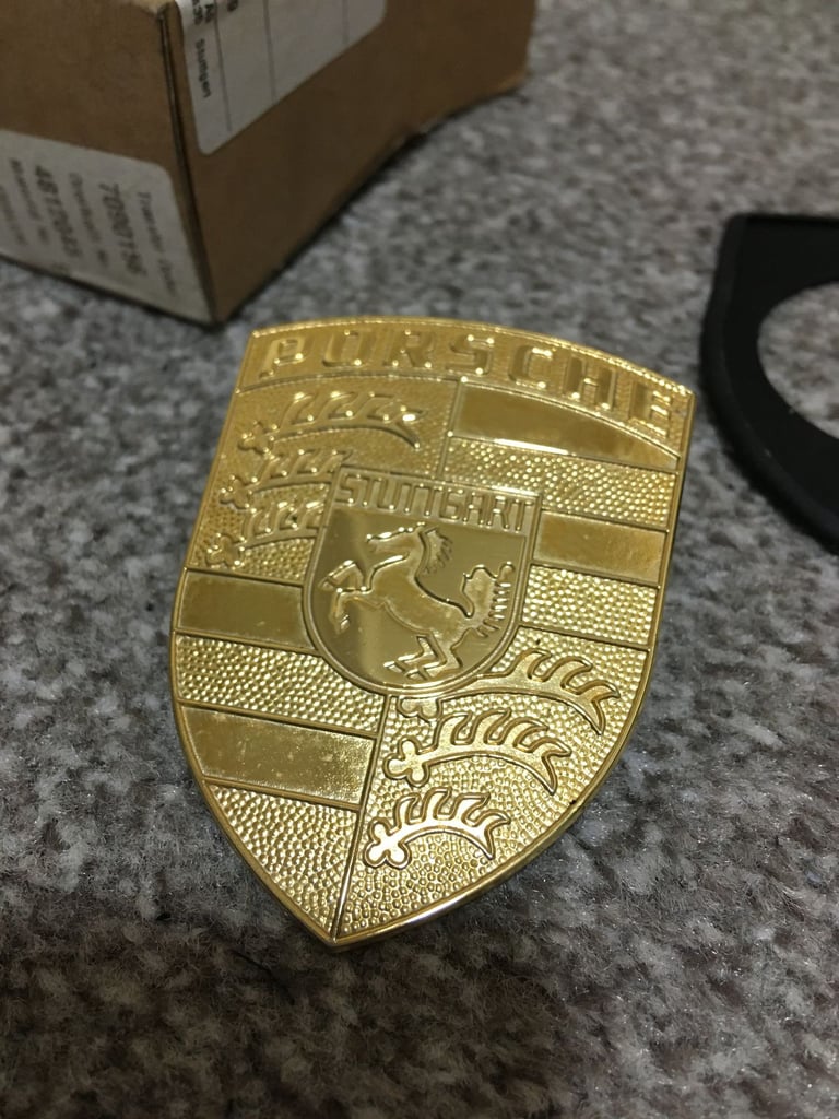 Porsche Gold Lid Emblem Bonnet Badge