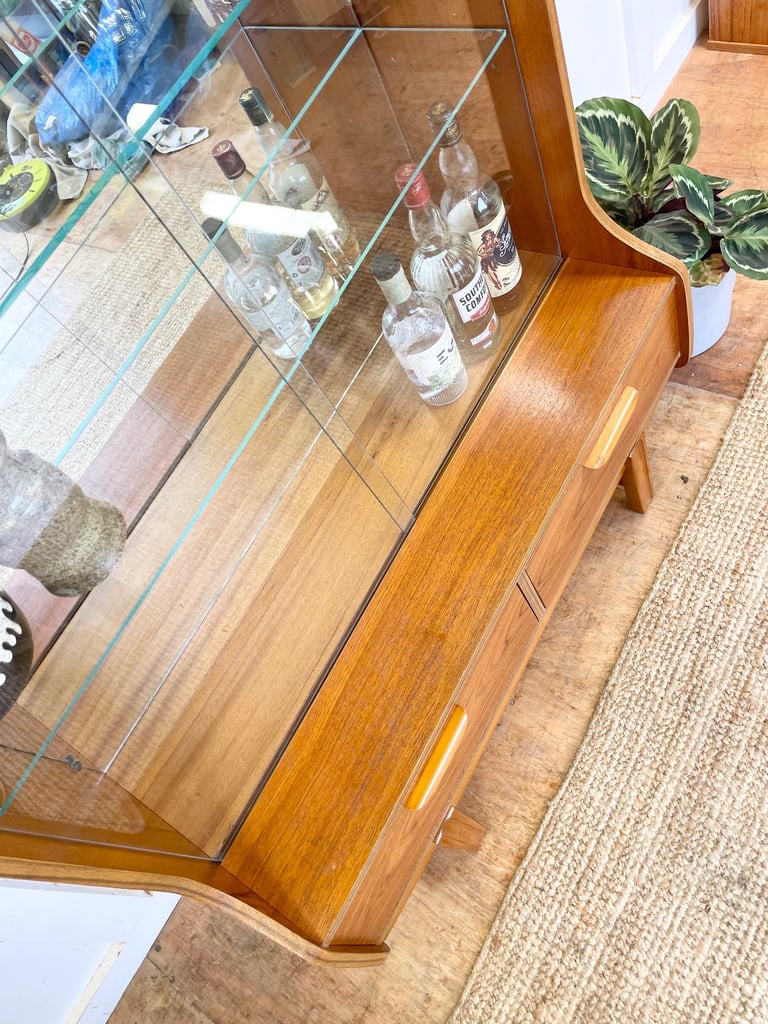 Midcentury Stateroom by Stonehill cocktail display cabinet sideboard teak G Plan era vintage 🚚