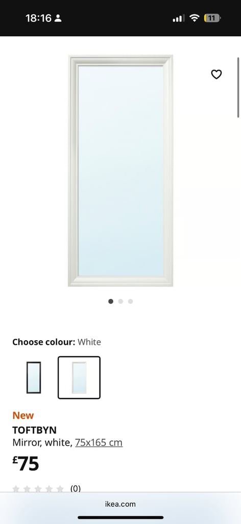 IKEA White Long Mirror 