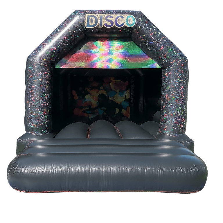Disco bouncy castle in black