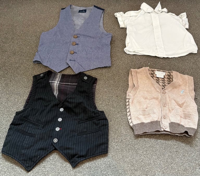 0-3 Months Baby Boy Clothes, Children's Waistcoat and Shirt Set
