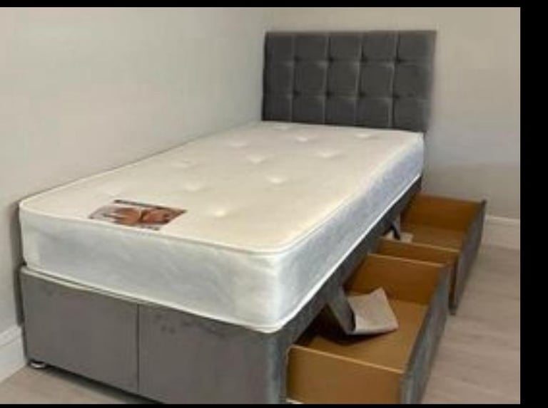BRAND NEW SAME DAY SINGLE DIVAN BED WITH MATTRESS FOR SALE DOUBLE