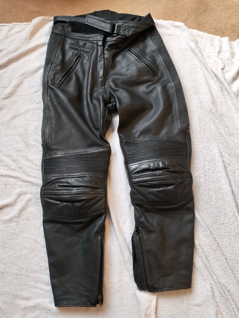 Frank Thomas Ladies Leather Motorbike Trousers UK 12 = 30"  Waist Medium