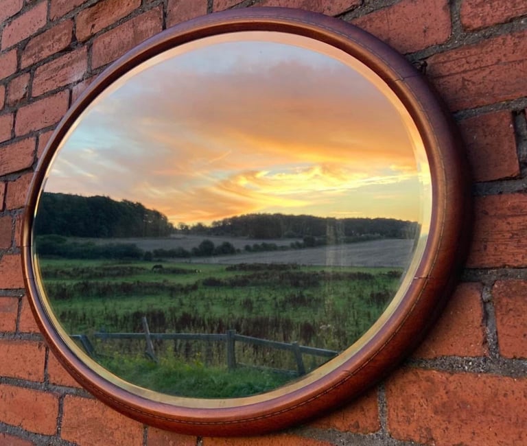 Antique, Edwardian, Oval, Mahogany mirror