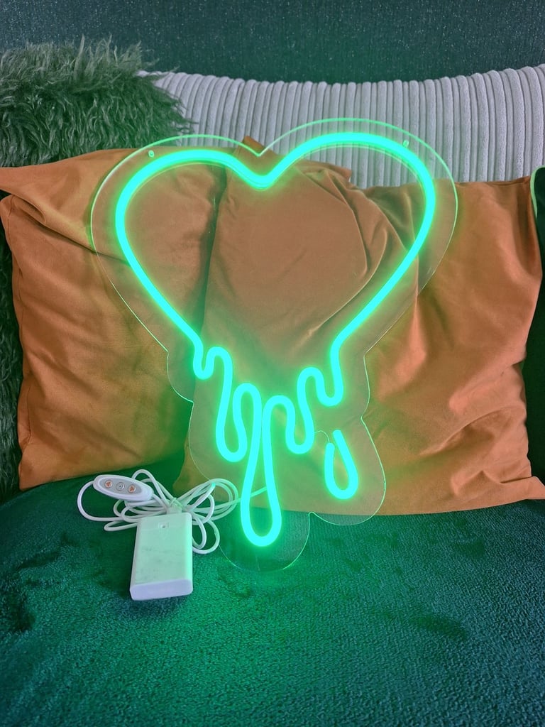 Neon Green Bleeding Heart LED Light Sign