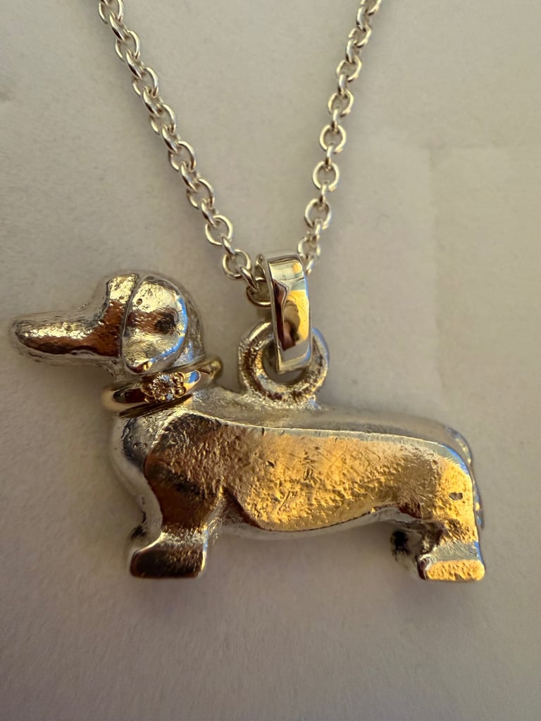 image for Solid silver dachshund necklace 