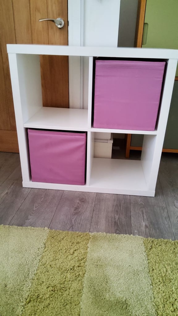 image for Ikea Kallax 2 x 2 cube unit with two boxes