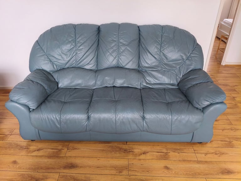 image for 3 seater sofa (Blue, leather)