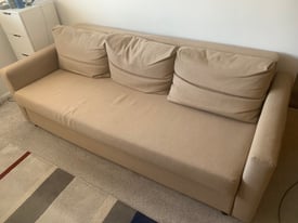 IKEA FRIHETEN Sofa Bed with Storage - Beige/Gold