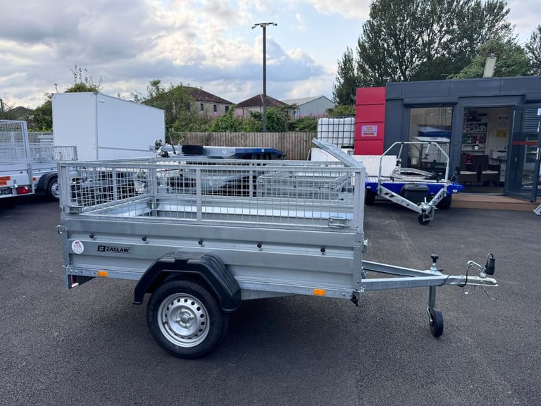 Brand New Zaslaw 205SU 7ft x 4ft single axle tipping trailer with 40cm mesh