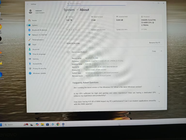 stunning touch screen all in one from lenovo - win11 - i5 6th - wifi - bluetooth 