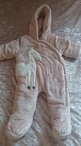 Baby girl unicorn snowsuit 0-3 months