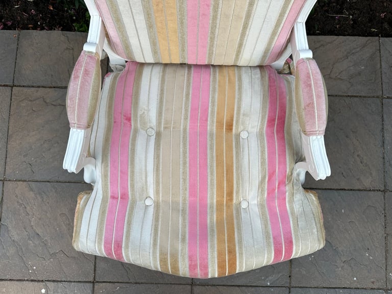 Elegant French Louis XVI Style Fabric Armchair - Great Condition
