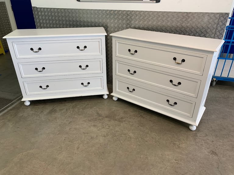 Oka Freestanding White Chest Of Drawers ( Pair )
