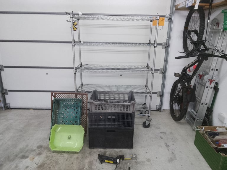 Shelving, Crates, padlocks & tape