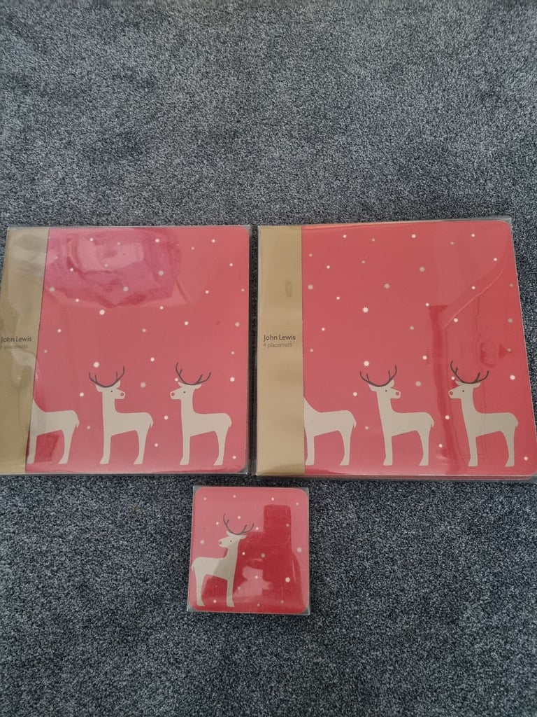 image for John Lewis Christmas Reindeer Place Mats and Coasters