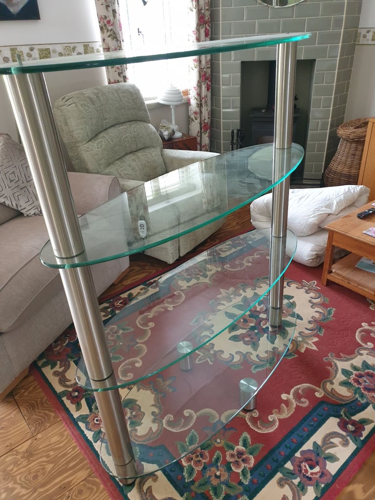 image for Glass and Stainless Steel 4 shelf unit