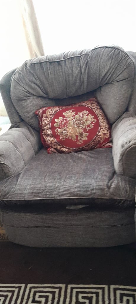Stylish Grey Fabric Two-Seater Sofa - Good Condition