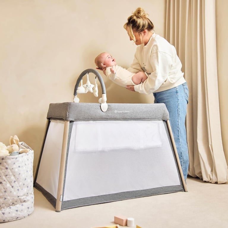 Ickle Bubba Scout 3-in-1 Travel Crib Cot & Playpen, Including Mattress & Toy Bar