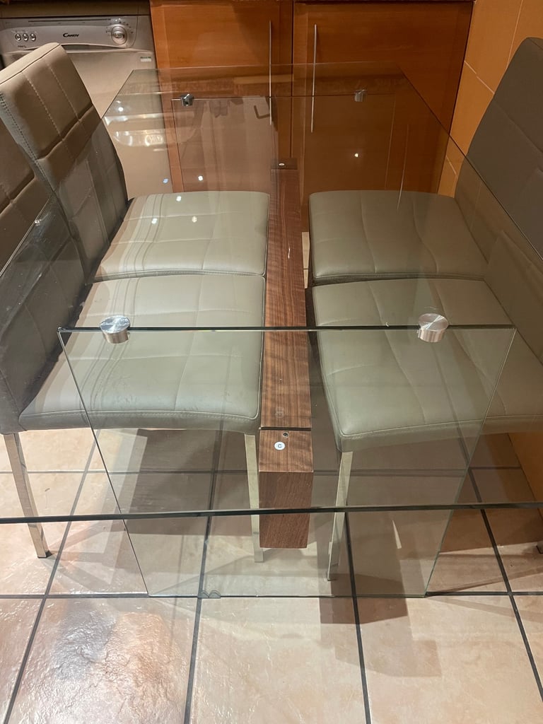 image for Glass Dining Table and 4 Chairs 