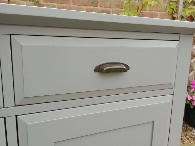 Oak Sideboard Cupboard Drawer Hamilton Grey Large Refurbished 