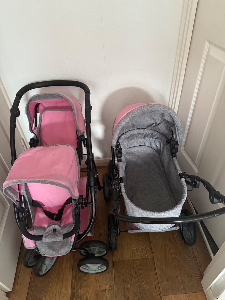 SILVER CROSS DOLLS DOUBLE BUGGY AND PRAM 