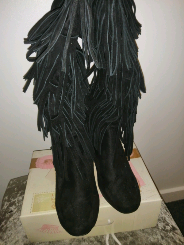 Black suede boots 