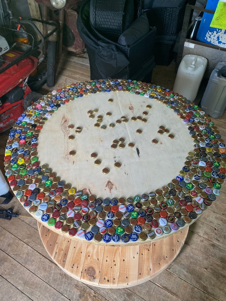 Beer bottle top resin table 