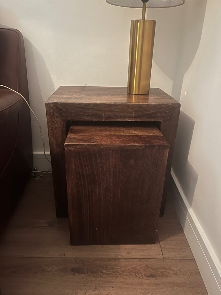 Solid wood corner tv unit and cube table set 