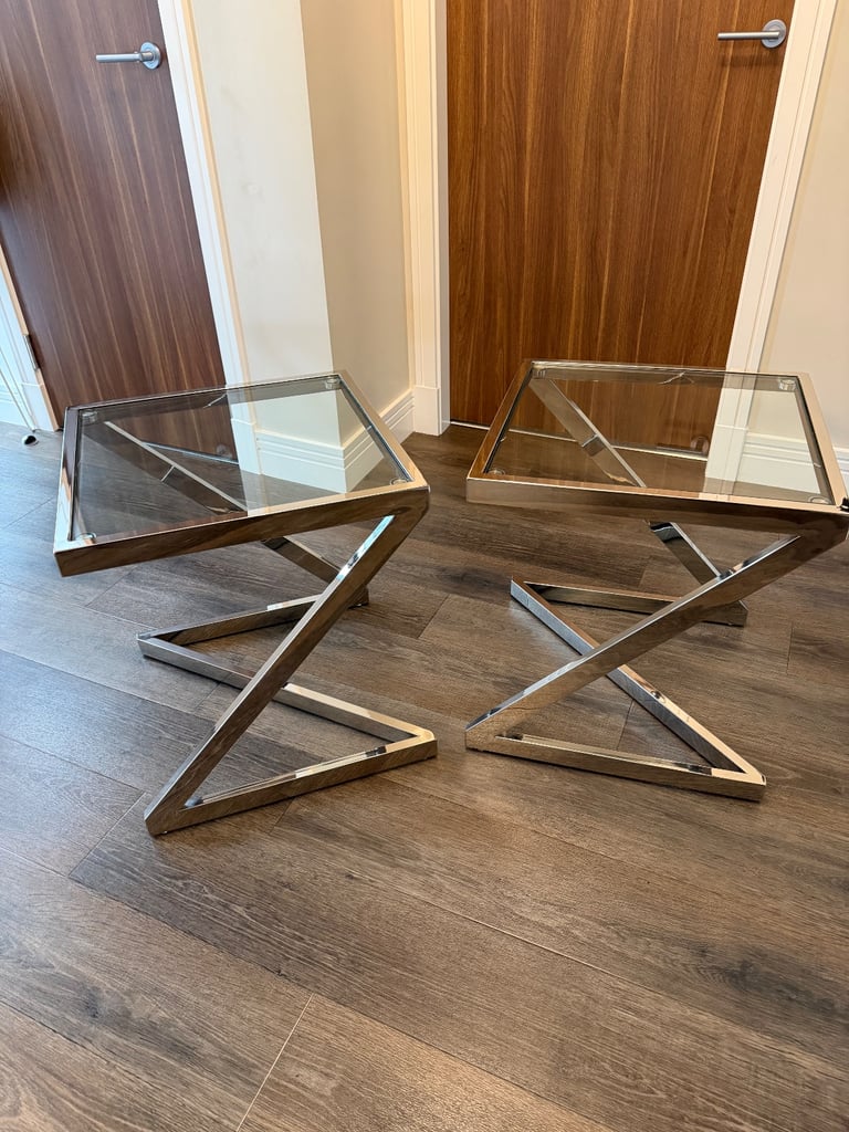 Coffee Tables - Glass & Chrome x2