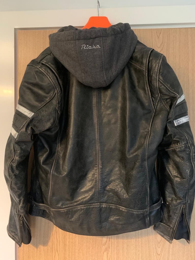 Richa leather hooded jacket with pads size UK50 