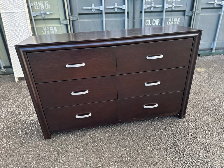 image for Dark chocolate brown large 6-drawers sideboard 