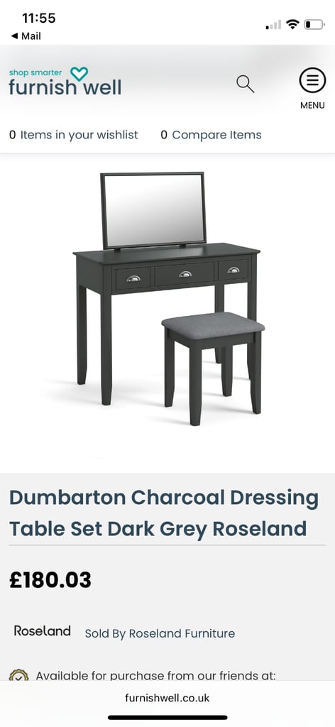 Grey dressing table and stool