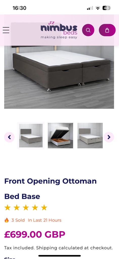 Kingsize ottoman divan bed