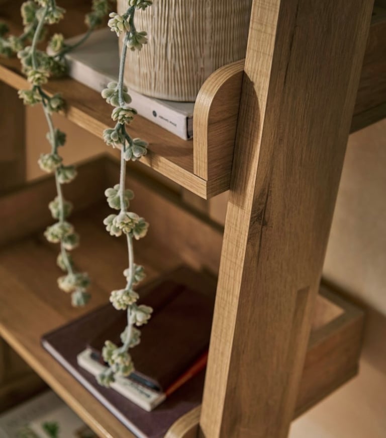 ‘Next’ Dark Bronx Oak Effect Narrow Ladder Shelf