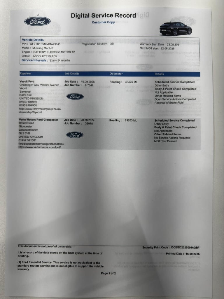 FORD MUSTANG Standard Range 70kWh 5dr 2021