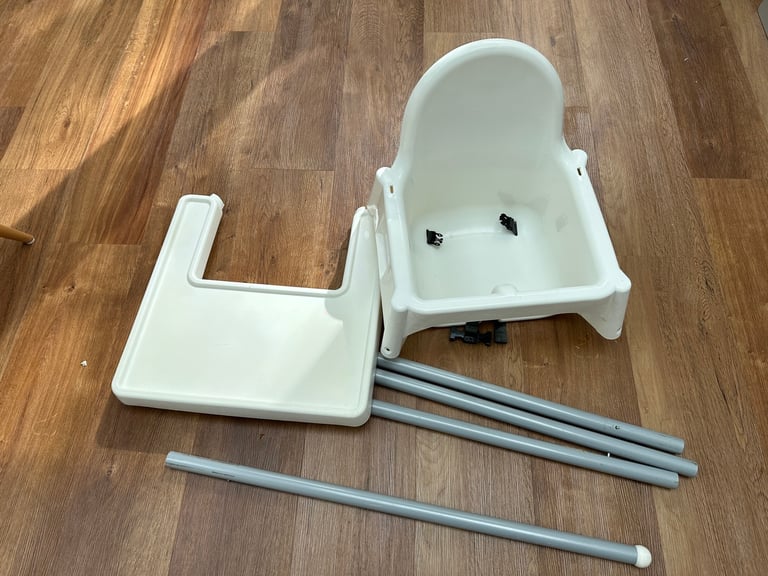 ANTILOP High chair with tray, white/silver color - IKEA