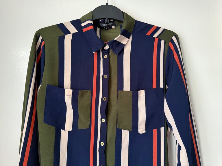 Striped multicoloured shirt dress, size 12/14