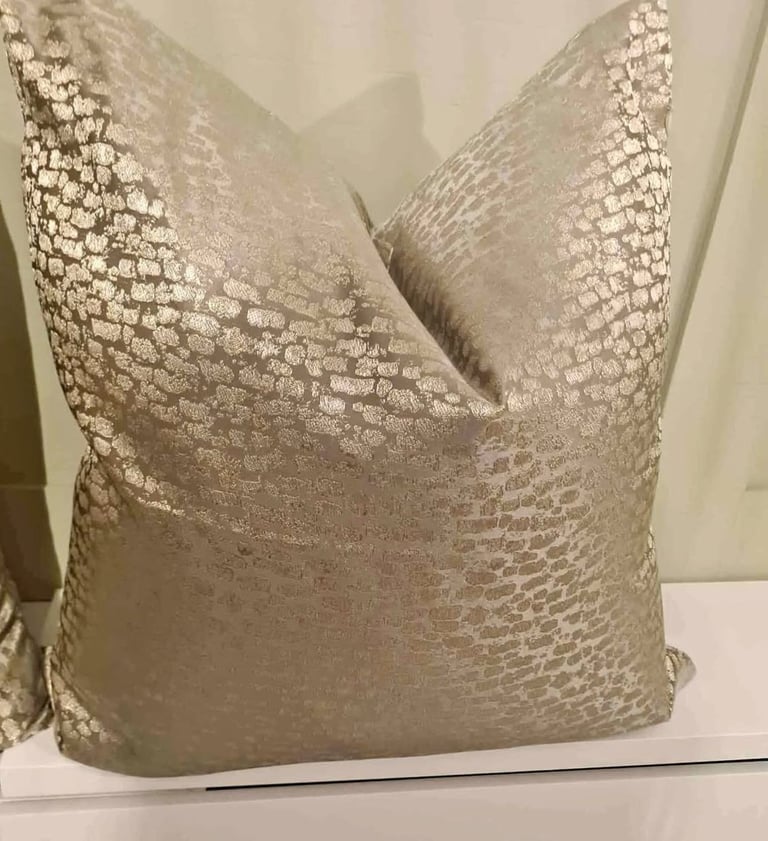 image for 'Elle' bronze Gold luxury cushions in metallic gold design x 2 