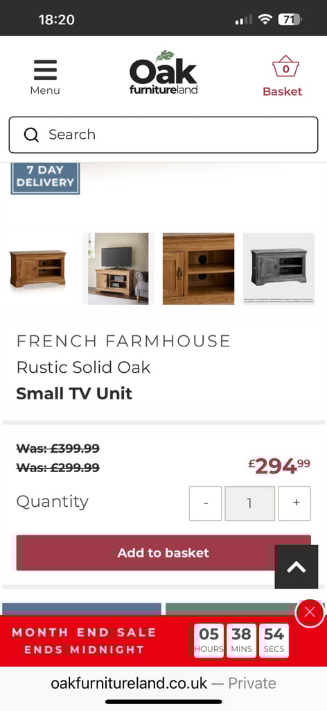 💙📺 Oak Furnitureland solid oak tv unit cabinet from the French Farmhouse rustic range 