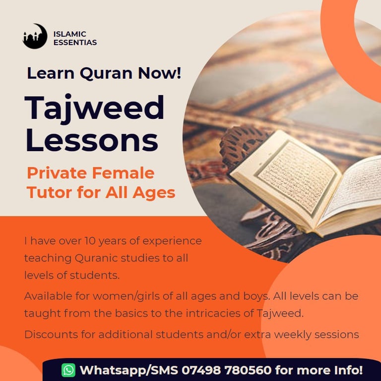 Quran Tajweed Islamic Essentials Classes Female Teacher