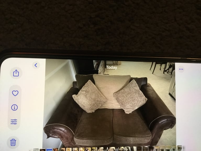 Brown sofa faux leather 2 seater