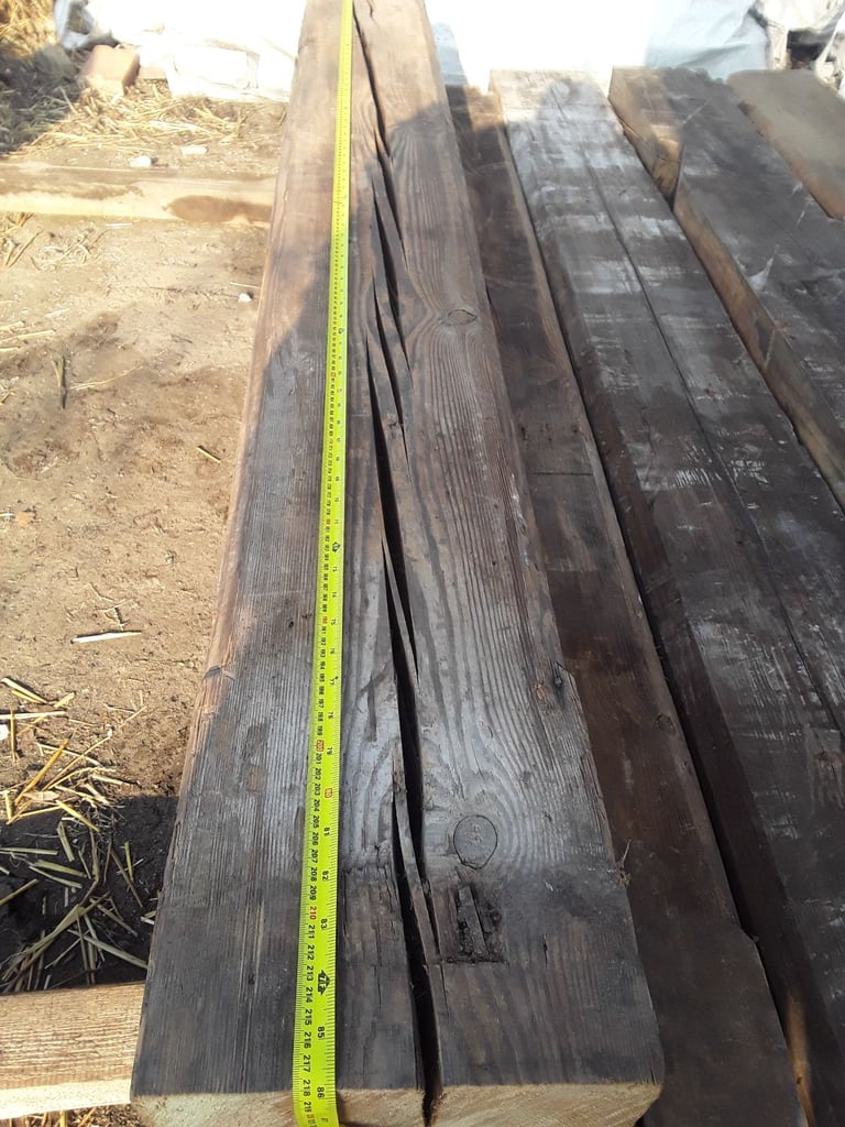 Reclaimed 200 years old, solid pine beam. 7 feet long. 
