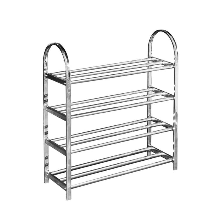 4 Tiers Tier Stainless Steel Shoe Rack Storage Display Rack Home