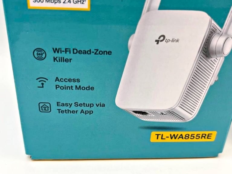 TP-Link N300 Wi-Fi Range Extender 300 Mbps 2.4GHz TL-WA855RE Wall Plug NEW, BOXED
