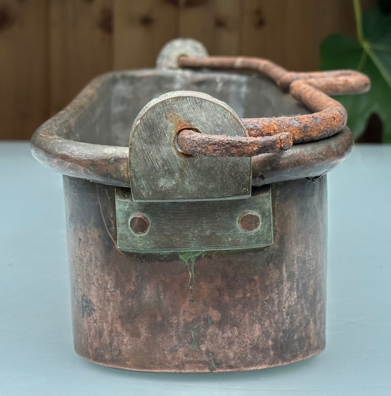 ANTIQUE FRENCH COPPER FISH KETTLE, PAN, JARDINIERE, PLANTER, 58cm long 4kg - 1900s - WILL POST!