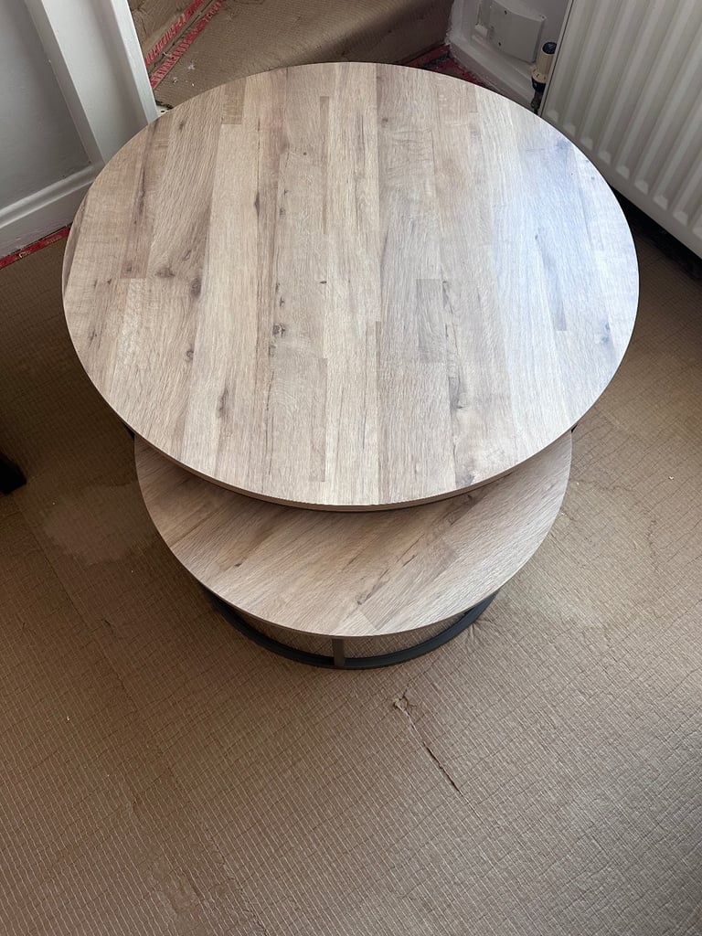 NEXT Light Oak Corner TV unit and Matching Nest of Tables